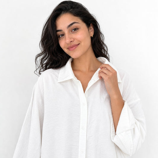 Women’s Comfortable White Oversized Chemise