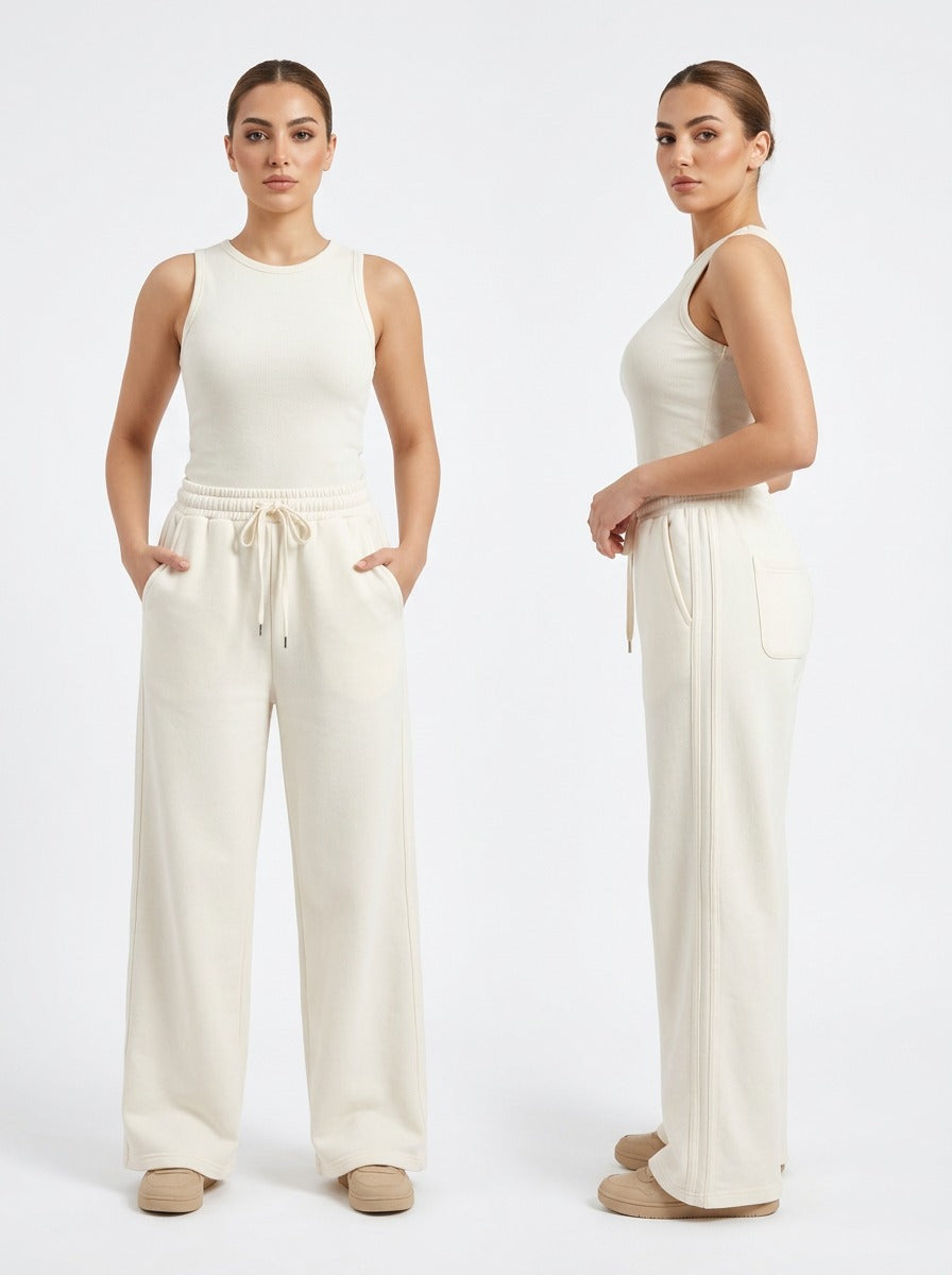 Women’s Comfortable off white Wide Leg Sweatpants
