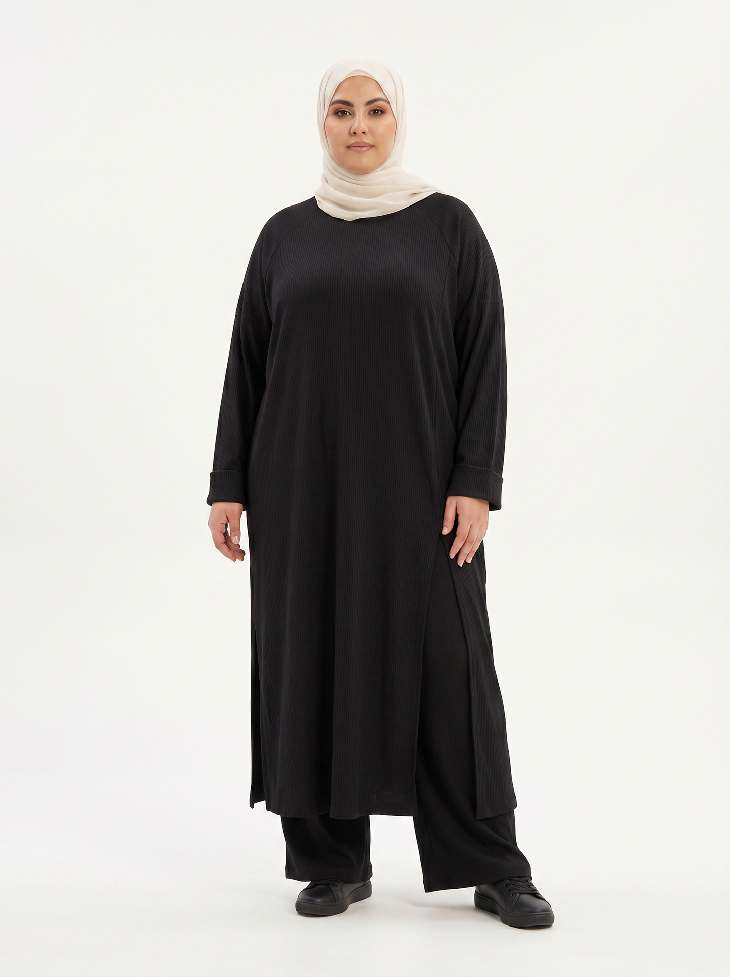 Women's Solid Color Two-Piece Set | Long Sleeve Top & Wide Leg Pants Co-ord Set | Casual Wear Co ord Set