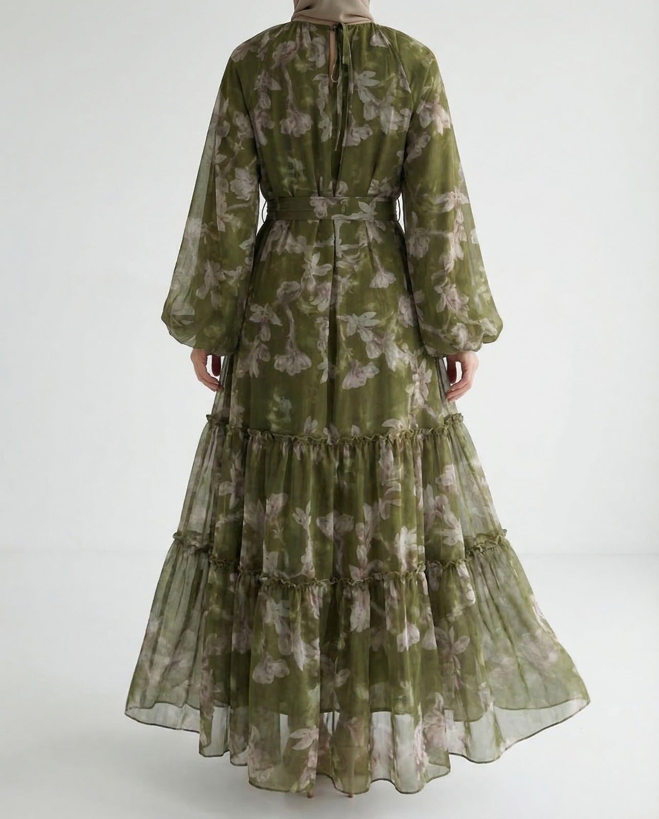 Women'S Long Chiffon Printed Dress in Middle Eastern Muslim Style