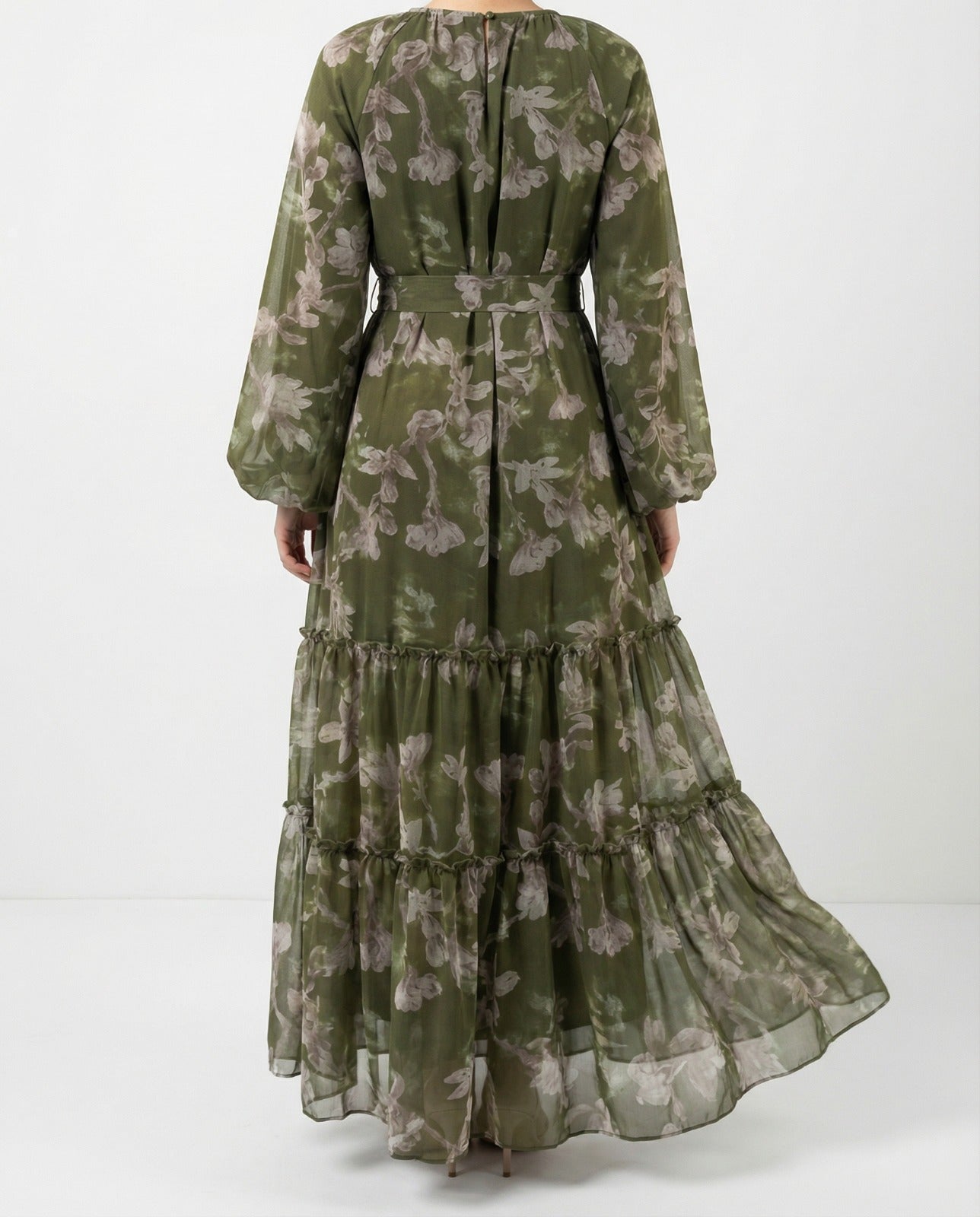 Women'S Long Chiffon Printed Dress in Middle Eastern Muslim Style