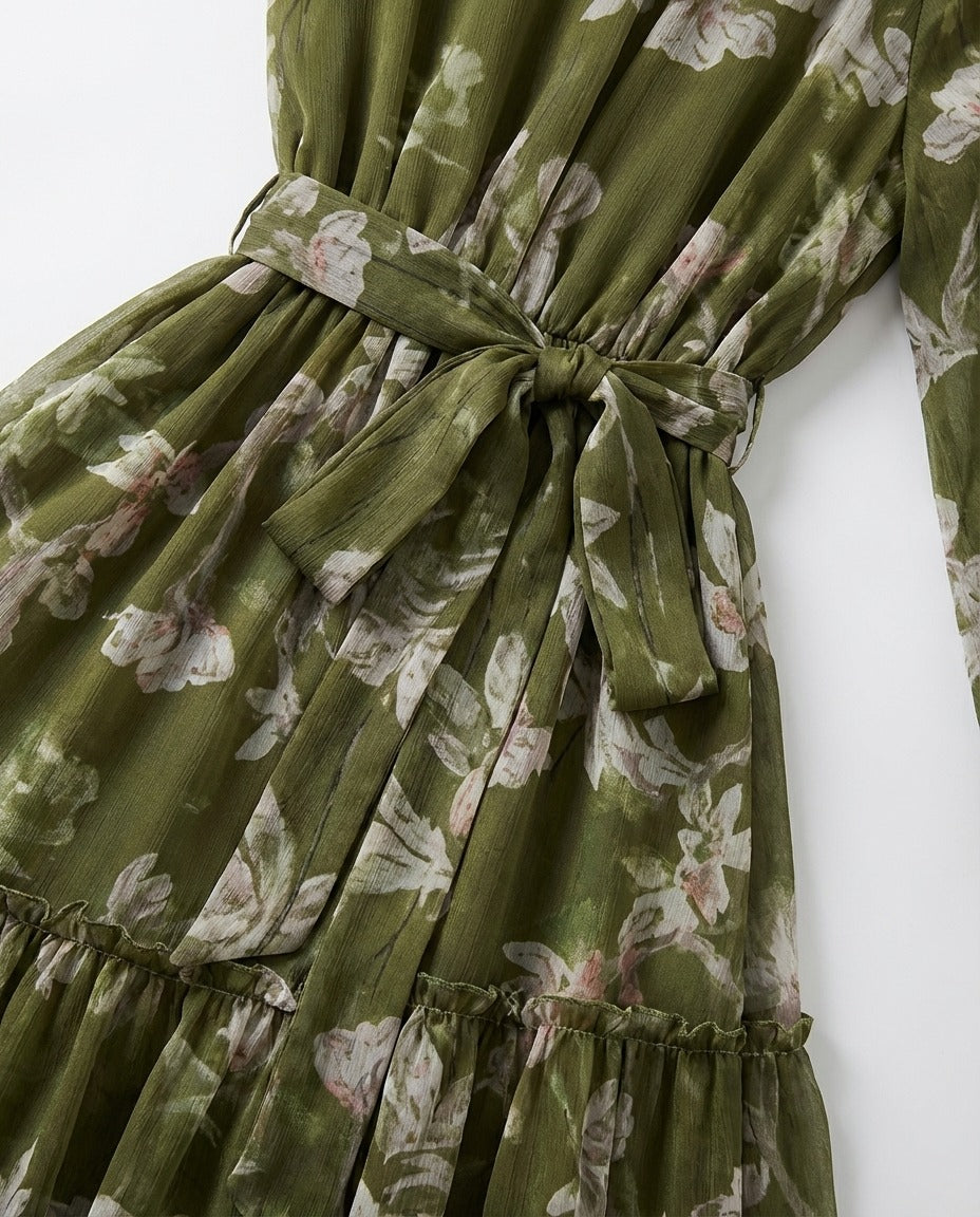 Women'S Long Chiffon Printed Dress in Middle Eastern Muslim Style