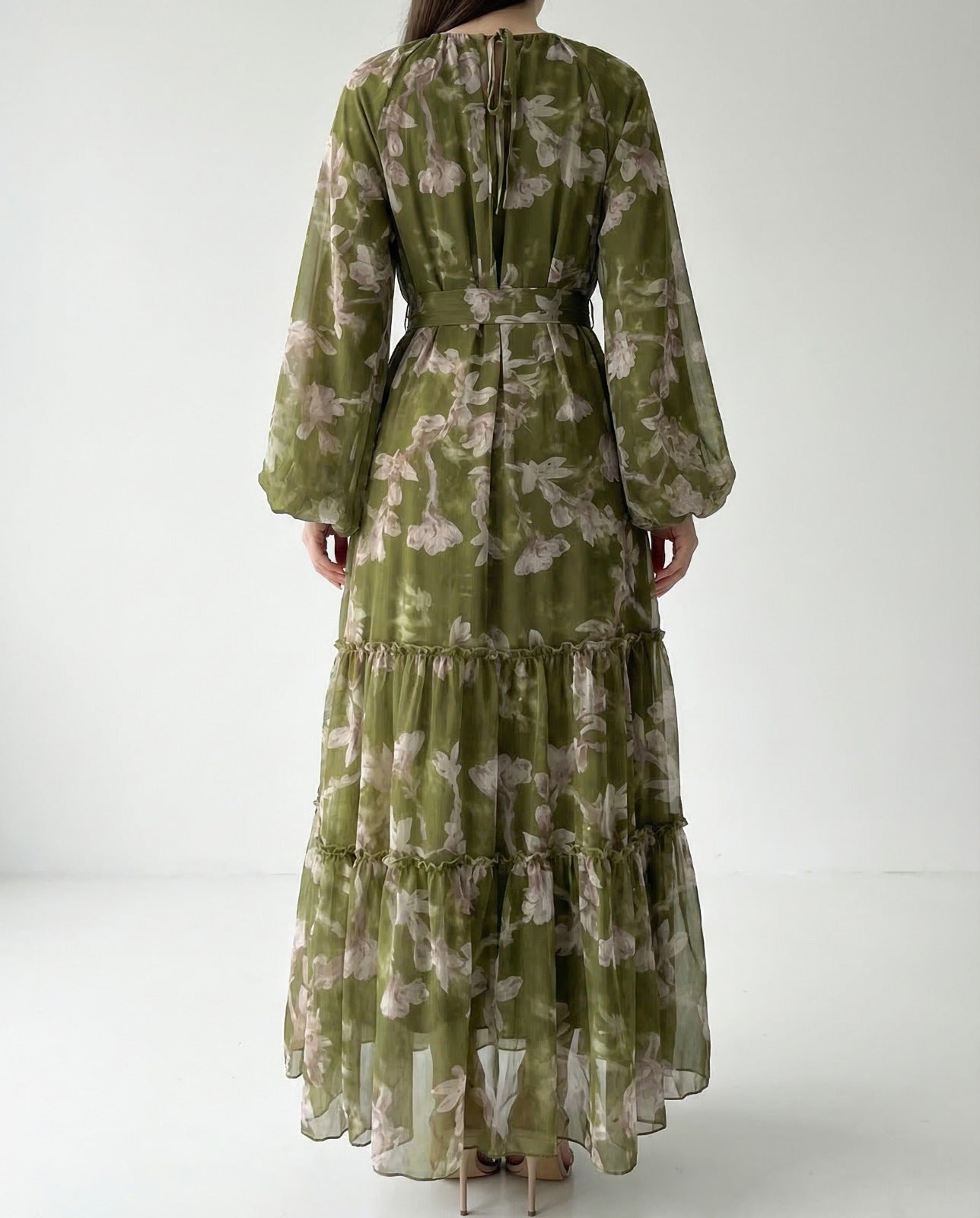 Women'S Long Chiffon Printed Dress in Middle Eastern Muslim Style