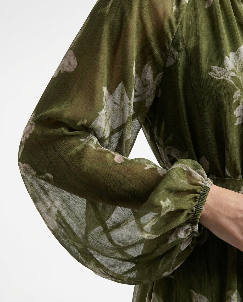 Women'S Long Chiffon Printed Dress in Middle Eastern Muslim Style