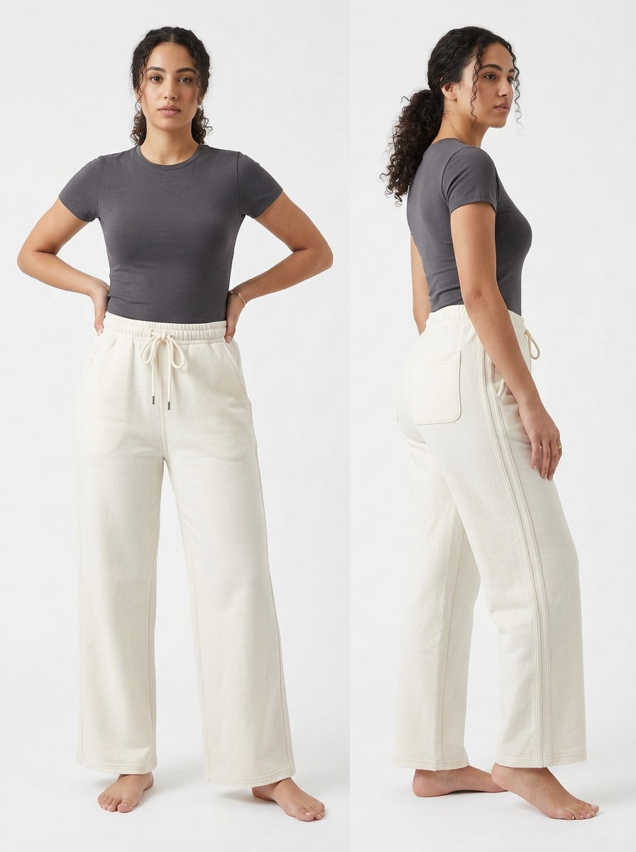 Women’s Comfortable off white Wide Leg Sweatpants