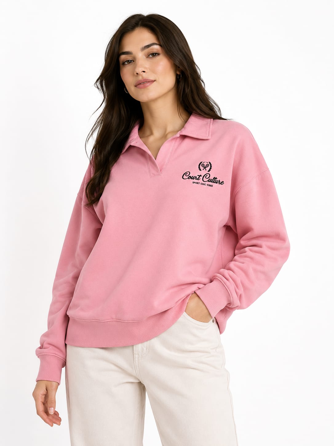 Fit Pink Polo Sweatshirt