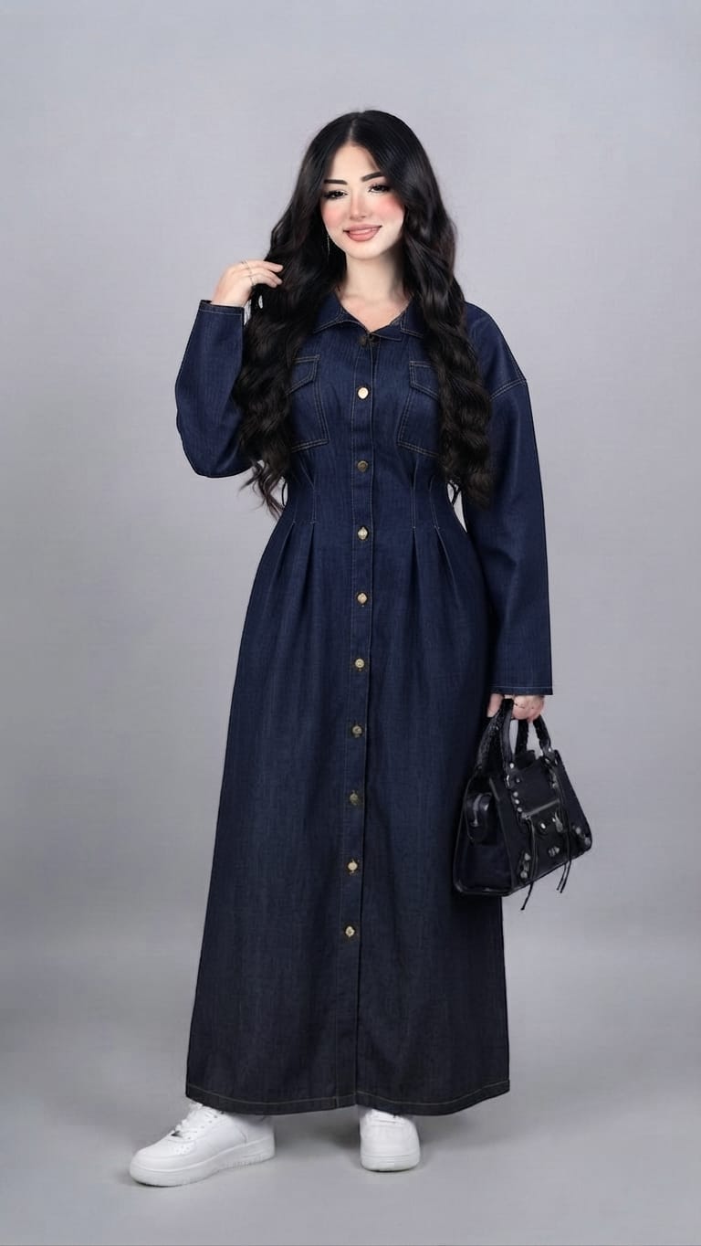Fit denim shirt dress