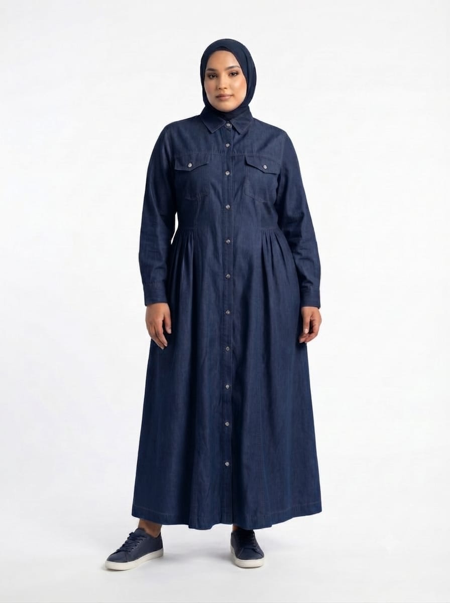 Fit denim shirt dress