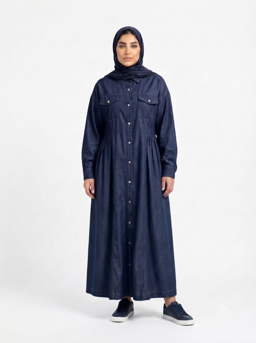 Fit denim shirt dress