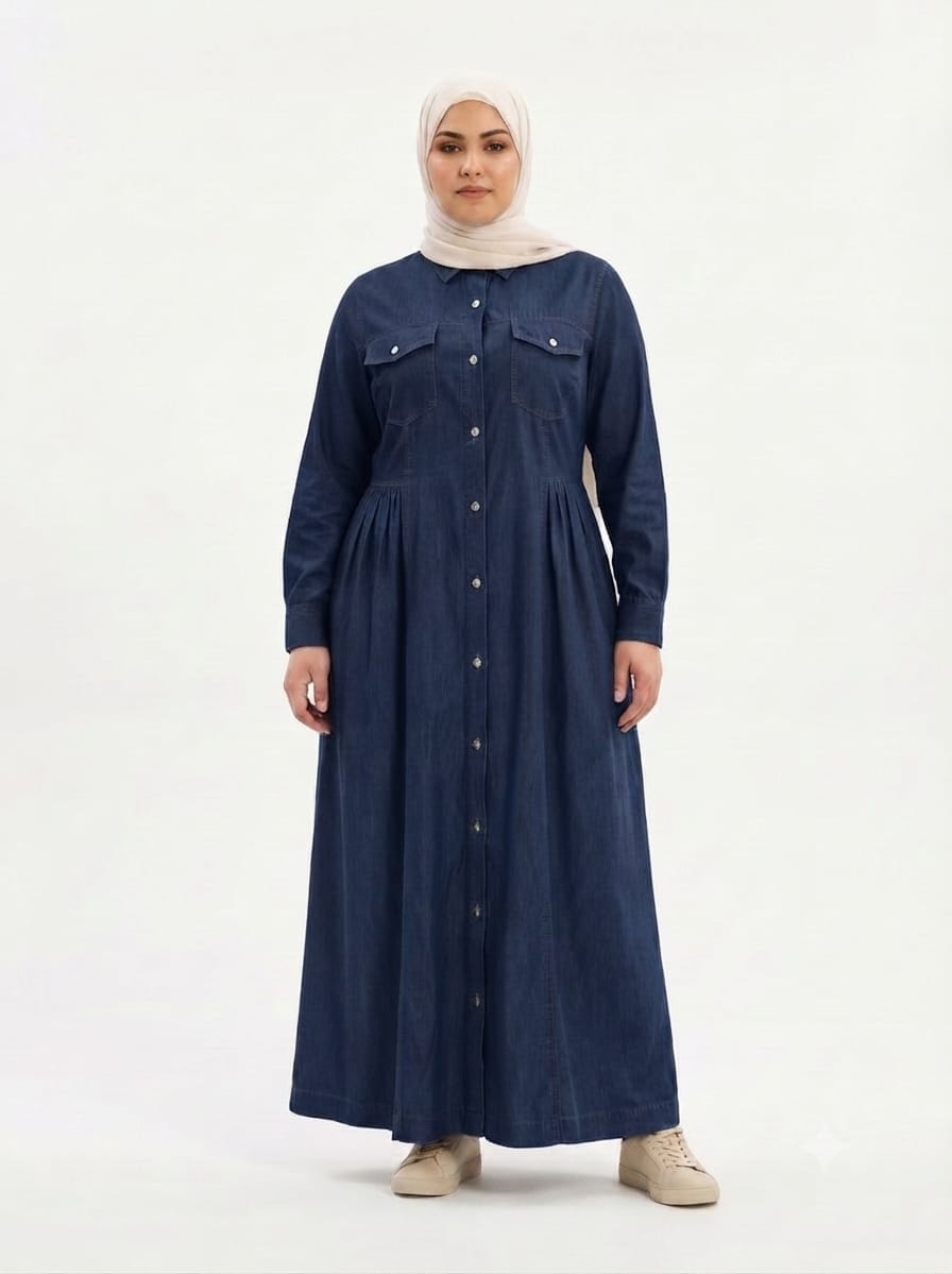 Fit denim shirt dress