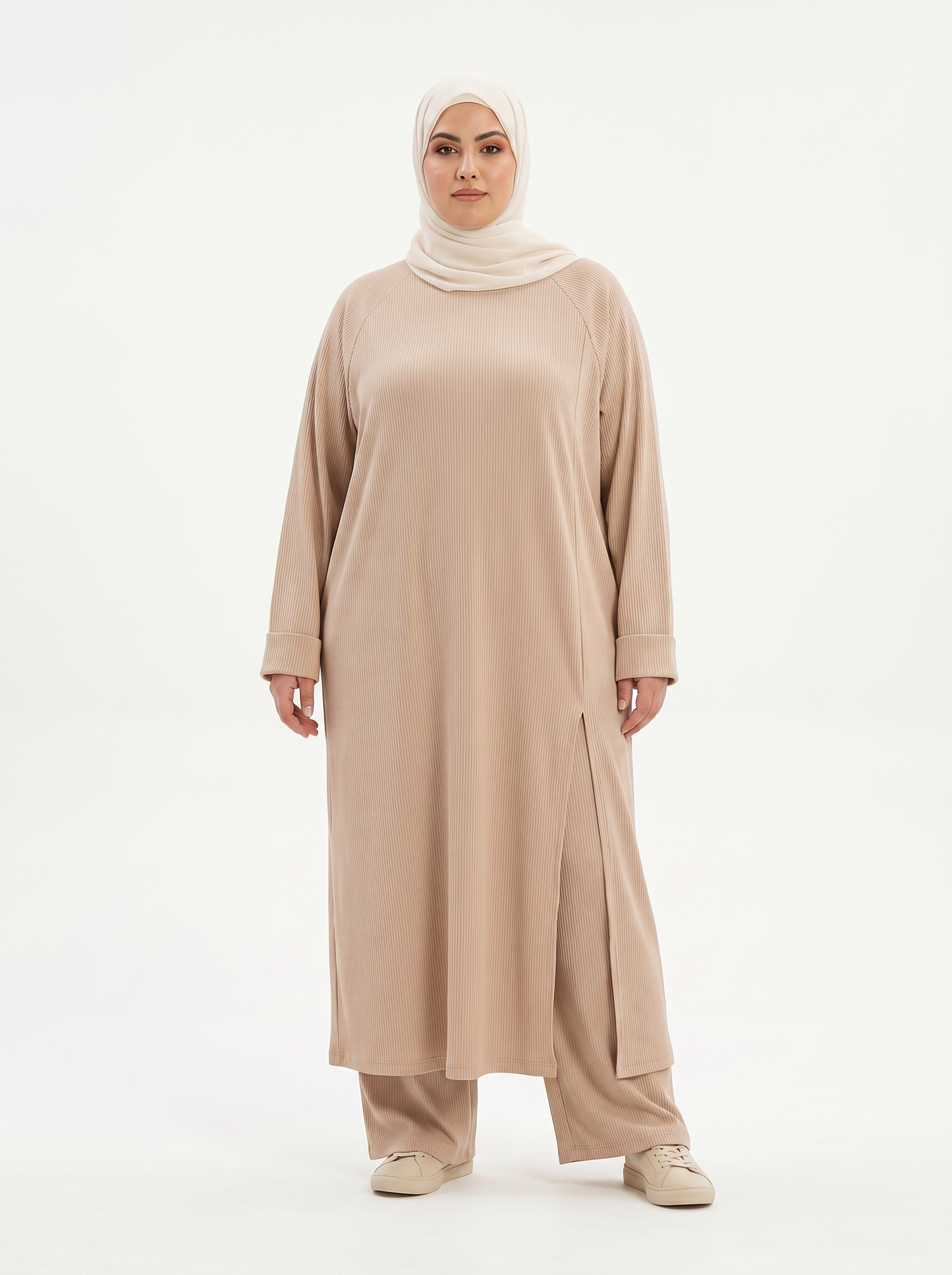 Women's Solid Color Two-Piece Set | Long Sleeve Top & Wide Leg Pants Co-ord Set | Casual Wear Co ord Set